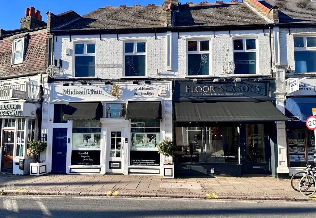 view of ear clinic above shops in wimbledon