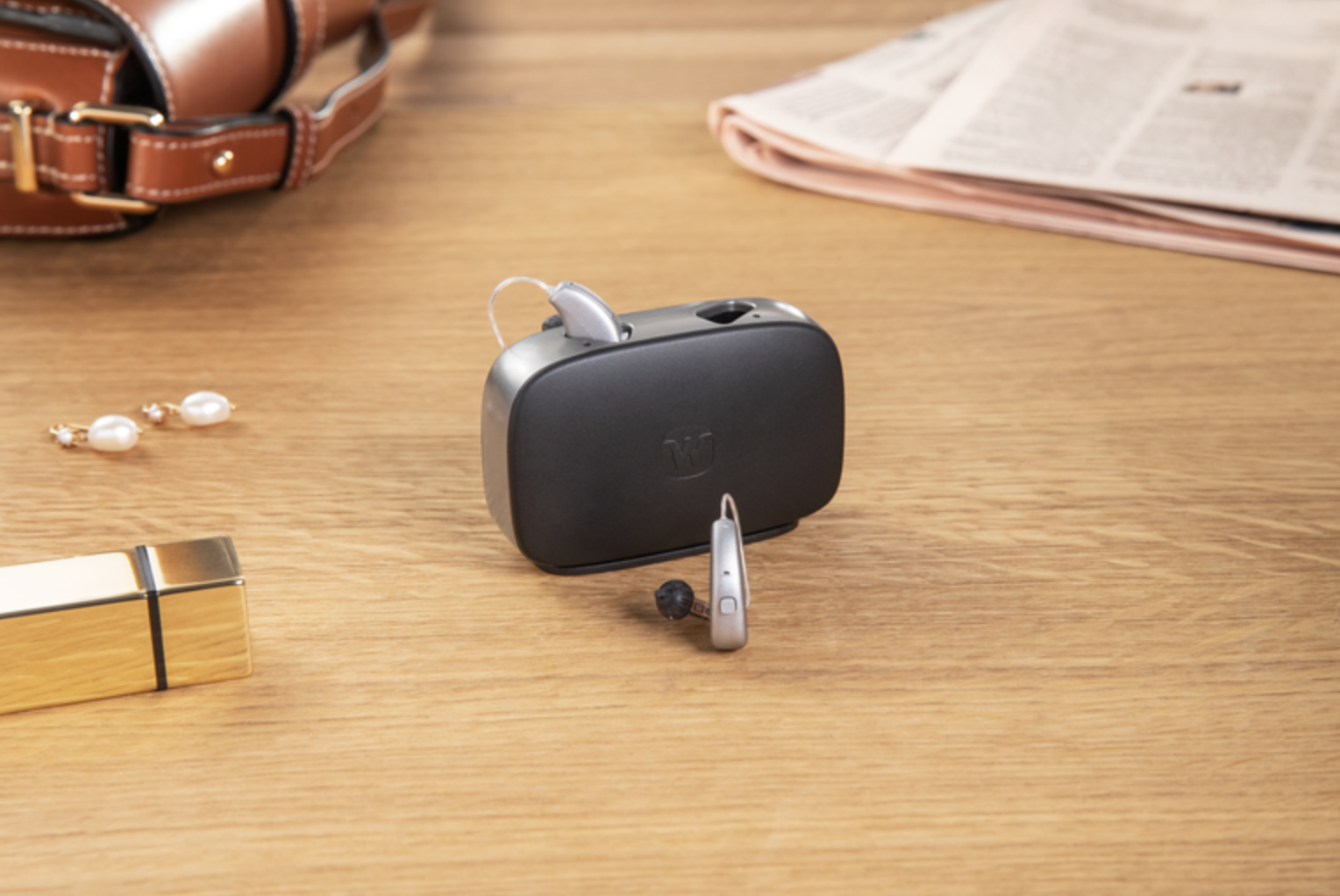 Widex hearing aids with charger